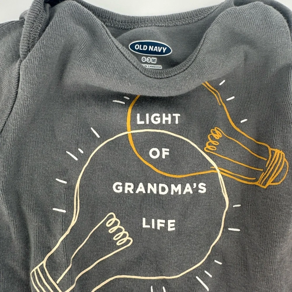 Lot of 3 Baby Bodysuits Grandma Theme Unisex Off to Grandma’s 0-3 Months